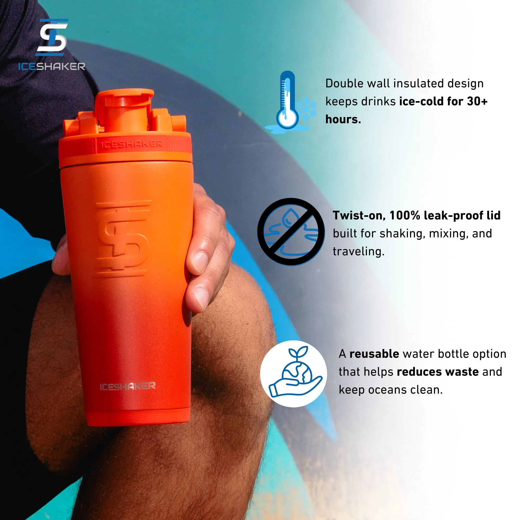 26oz Ice Shaker - Orange Color Rush - Image 3