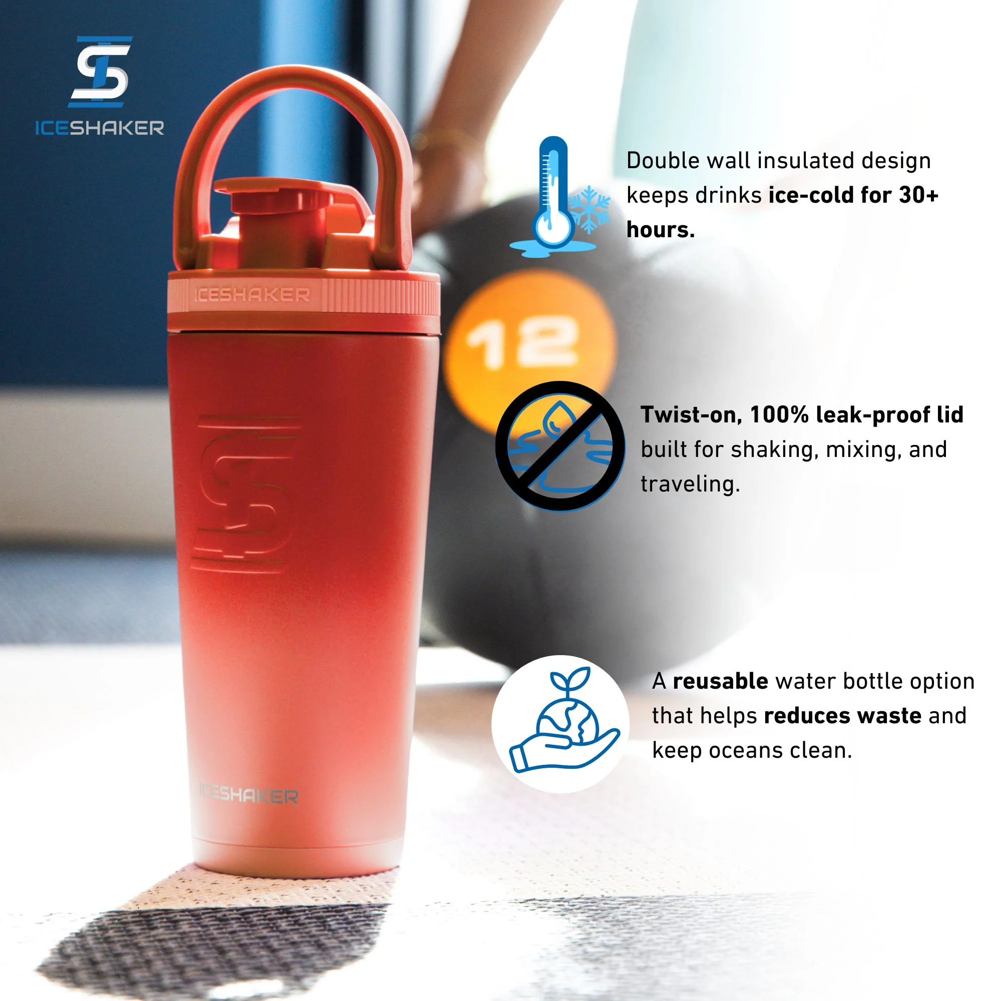 26oz Ice Shaker - Red Color Rush - Image 3