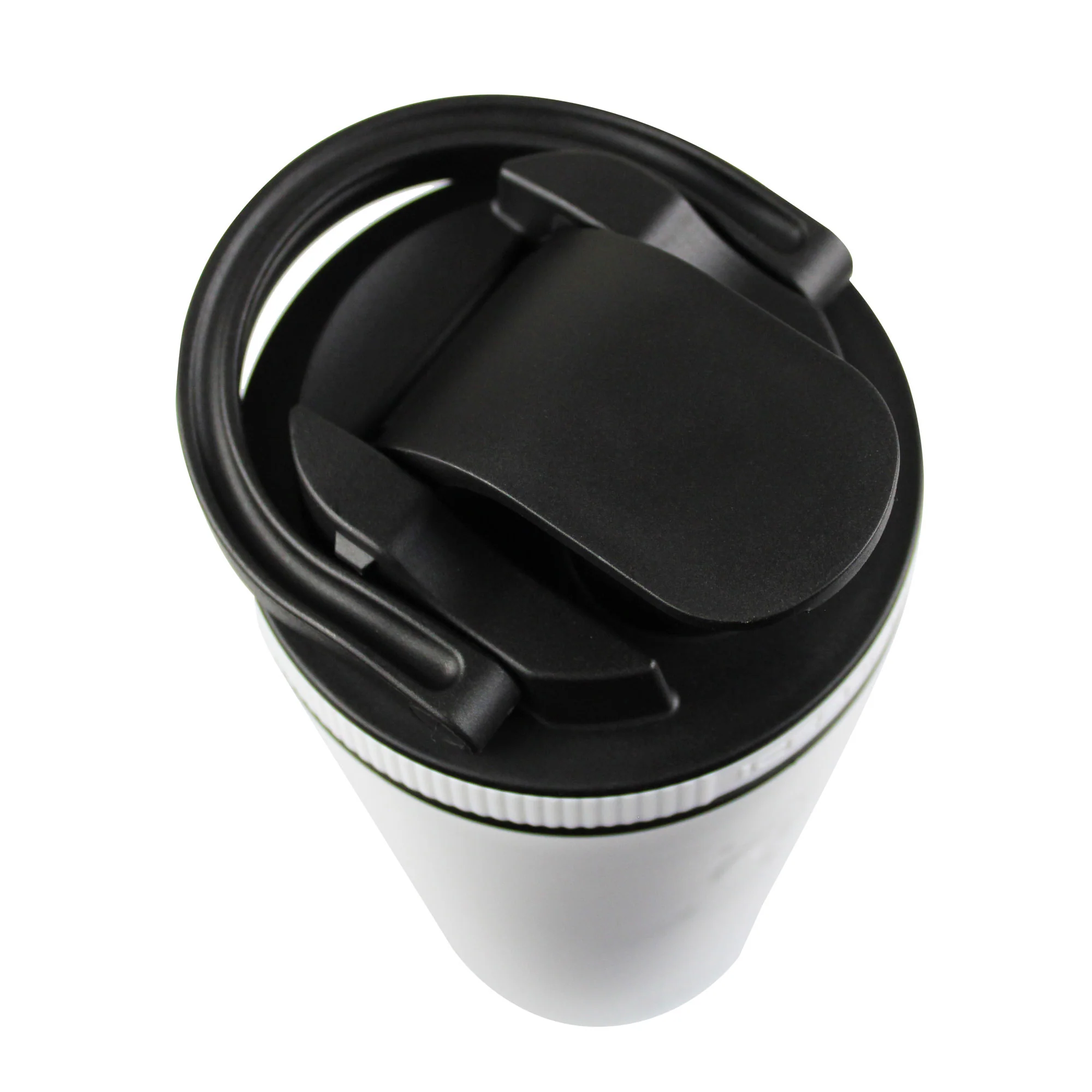 26oz Shaker Lid - Black Lid with White Band - Image 2