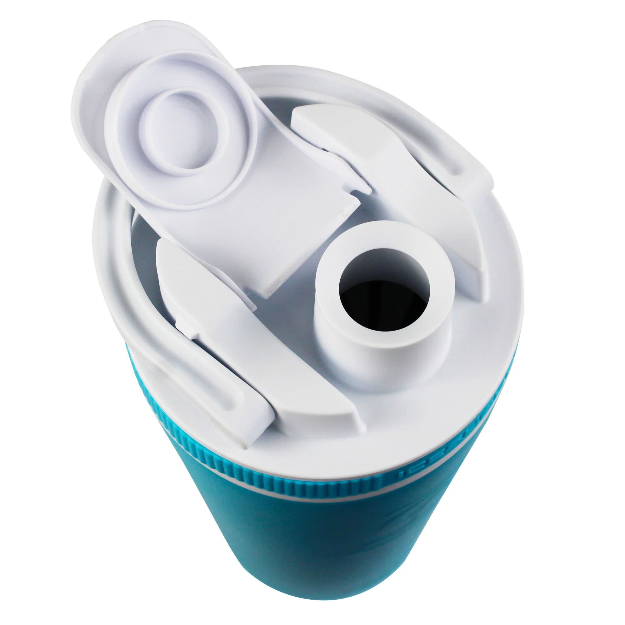 26oz Shaker Lid - White Lid with Caribbean Blue Band - Image 3