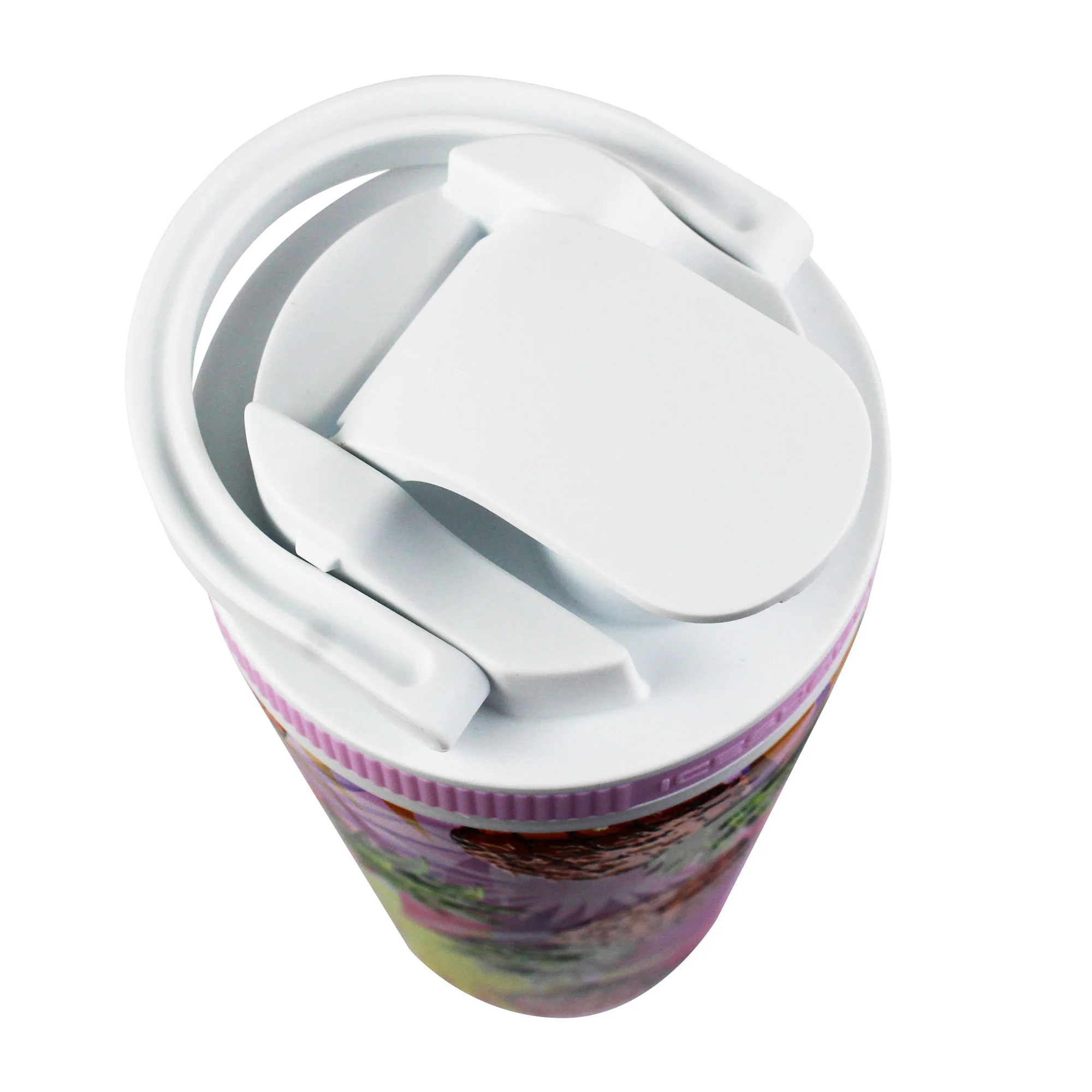 26oz Shaker Lid - White Lid with Pineapple Band - Image 3