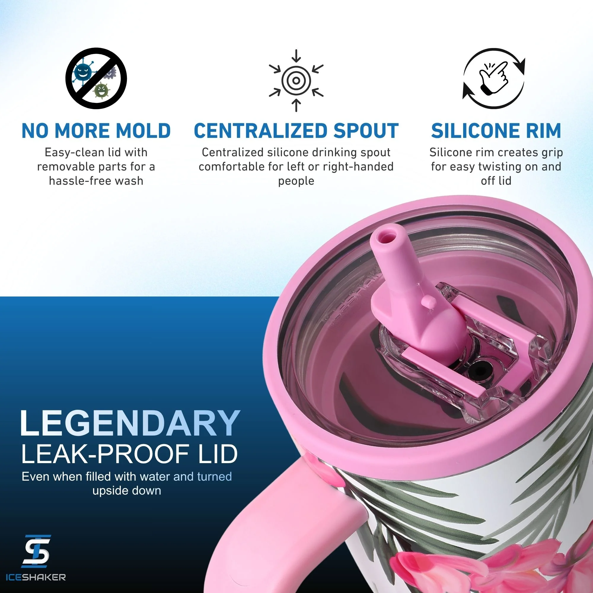 32oz Legend Series Shaker Bottle - Pink Hydrangea - Image 3