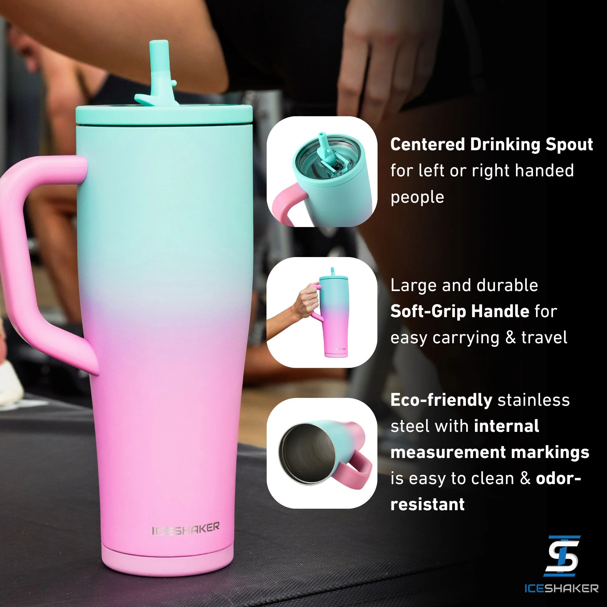 32oz Legend Series Shaker Bottle - Pink Mint Ombre - Image 4