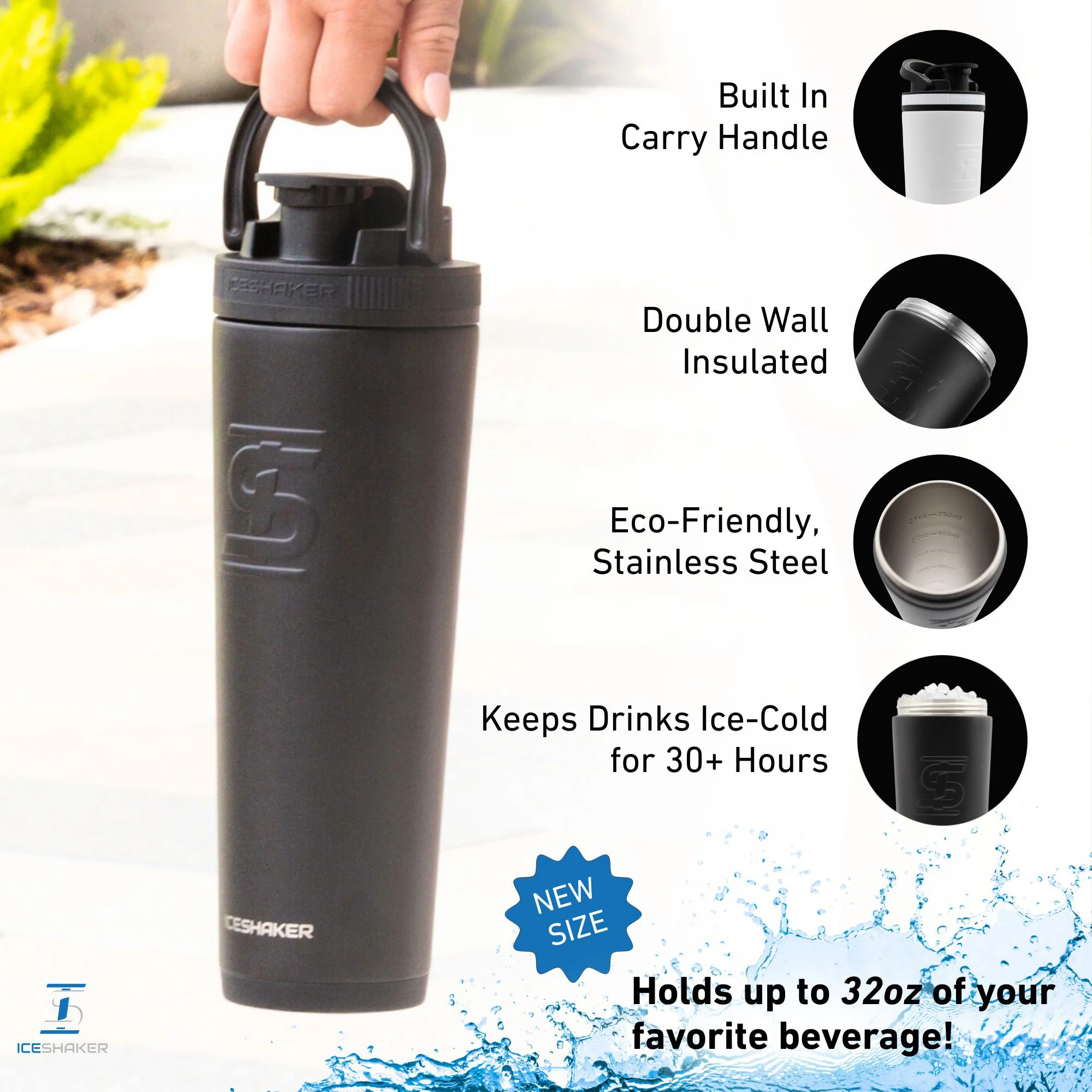 32oz Ice Shaker - Black - Image 3