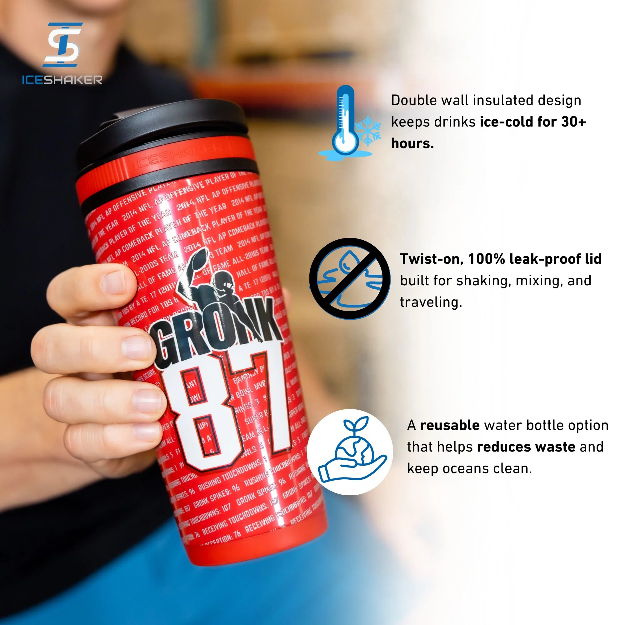 26oz Ice Shaker - Gronk 87 Record Breaker Edition - Image 3