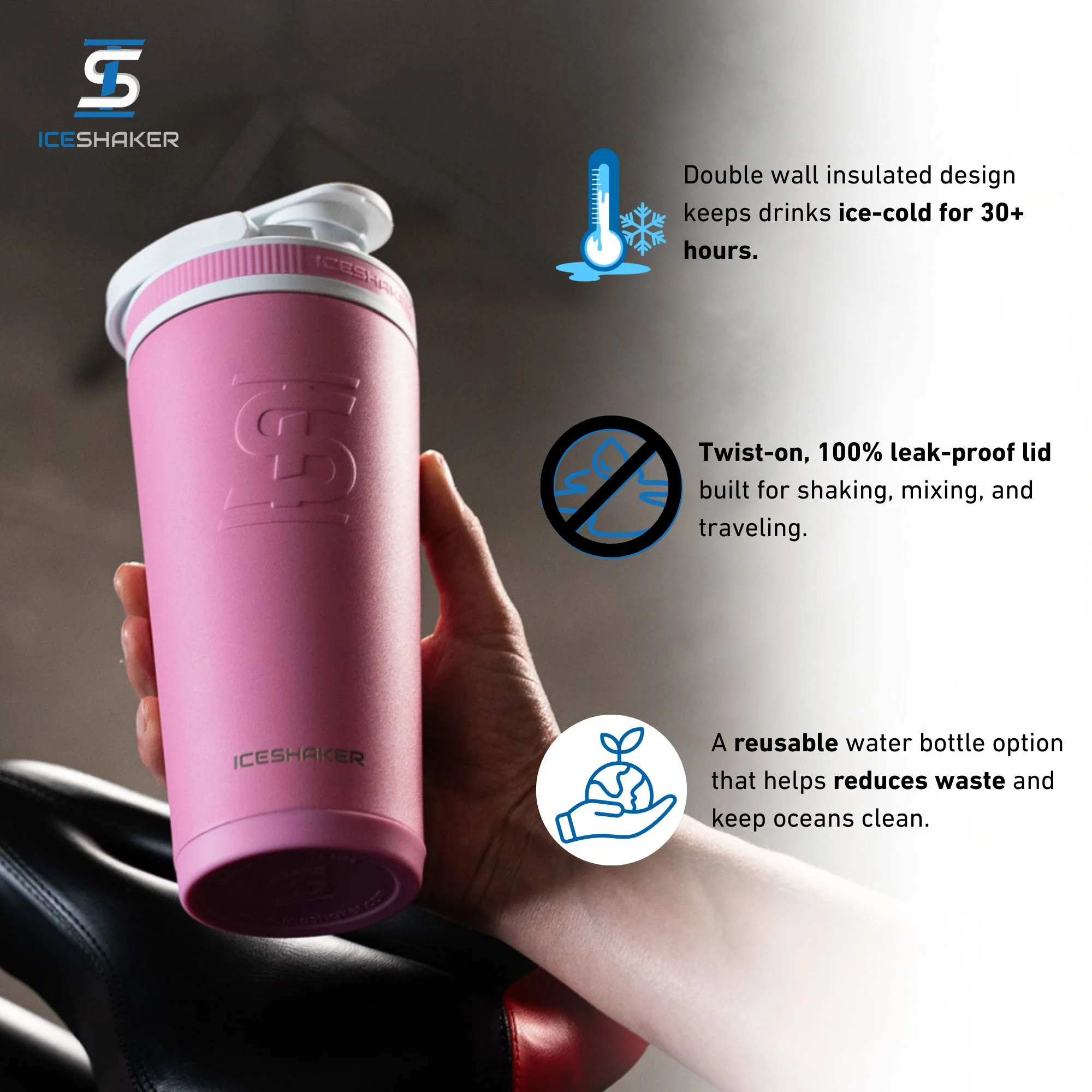 26oz Ice Shaker - Pink - Image 3