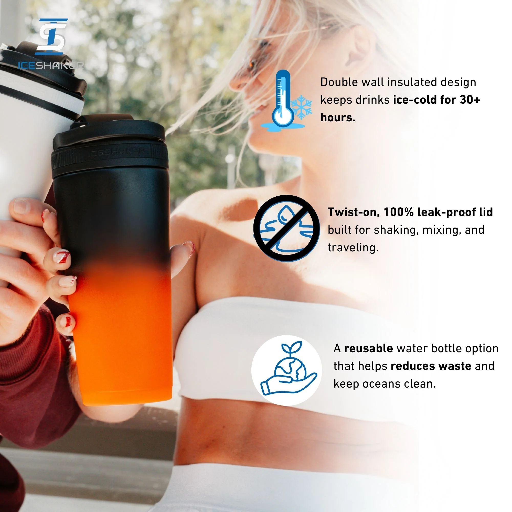 Ice Shaker Ombre Series 26oz Shaker Bottles - Image 19