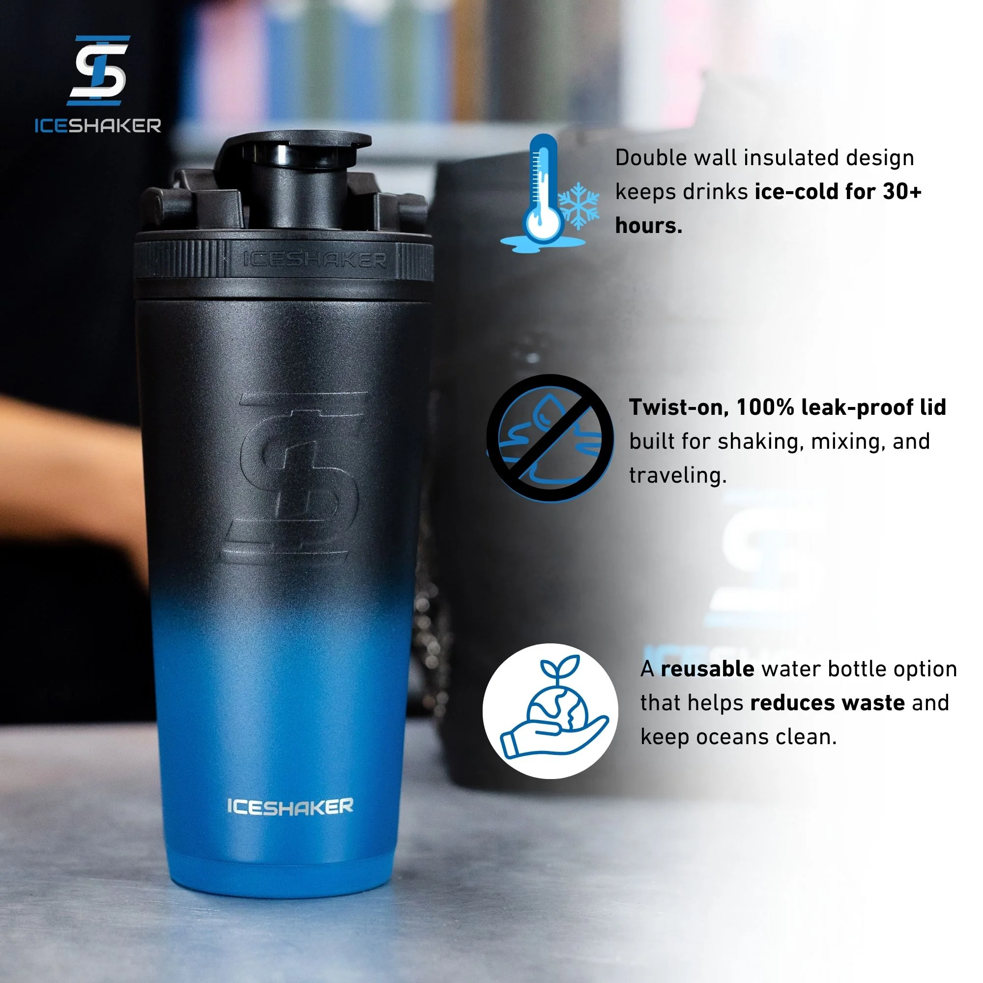 Ice Shaker Ombre Series 26oz Shaker Bottles - Image 43