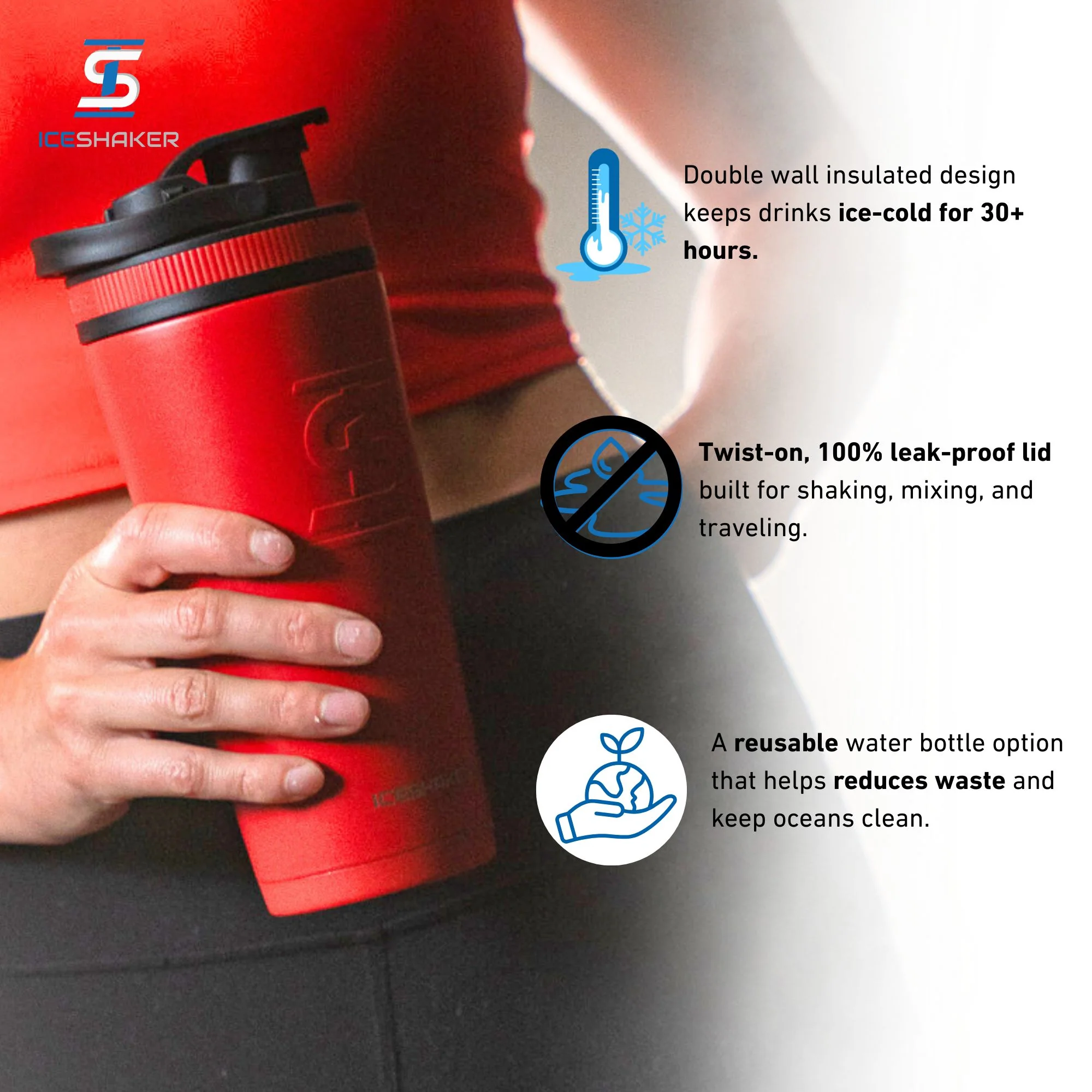 26oz Ice Shaker - Red - Image 3